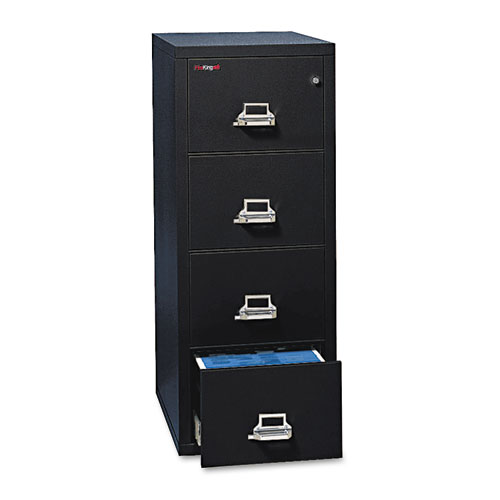 Image of Insulated Vertical File, 1-Hour Fire Protection, 4 Letter-Size File Drawers, Black, 17.75" x 31.56" x 52.75"