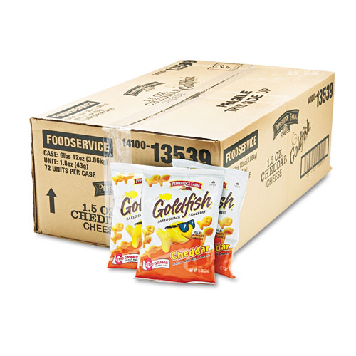 Image of Goldfish Crackers, Cheddar, Single-Serve Snack, 1.5oz Bag, 72/Carton