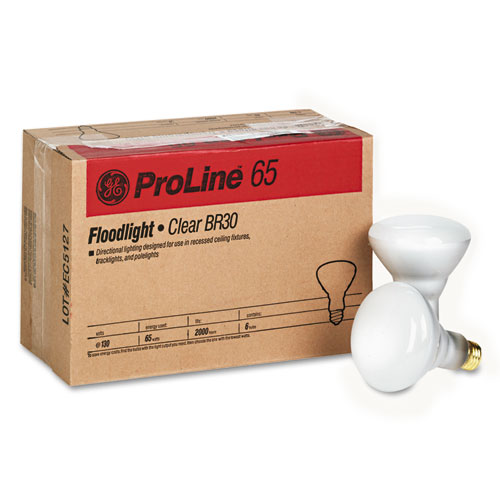 INCANDESCENT SOFT WHITE BR30 LIGHT BULB, 65 W, 6/CARTON