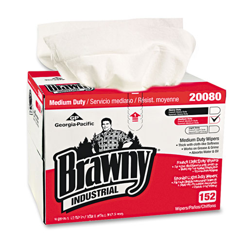 Brawny Industrial Premium Drc Wipes, Paper, 12-1/2 X 16-3/4, White, 152/box