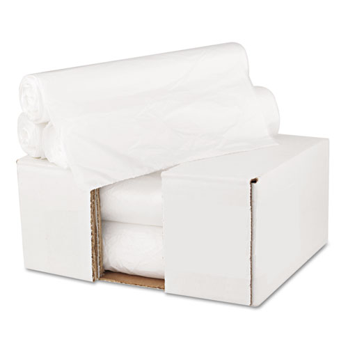 High Density Can Liners, 10 gal, 6 mic, 24" x 23", Natural, 50 Bags/Roll, 20 Rolls/Carton