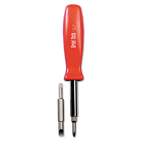4 in-1 Screwdriver w/Interchangeable Phillips/Standard Bits, Assorted Colors | by Plexsupply