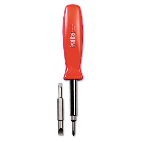 4 in-1 Screwdriver w/Interchangeable Phillips/Standard Bits, Assorted Colors