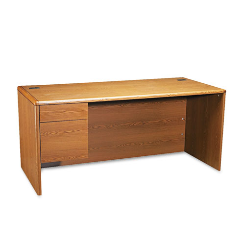 HON® 10700 Series "L" Workstation Desk with Three-Quarter Height Pedestal on Left, 66" x 30" x 29.5", Cognac