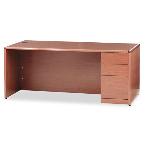 HON® 10700 Series Single Pedestal Desk with Full-Height Pedestal on Right, 72" x 36" x 29.5", Cognac