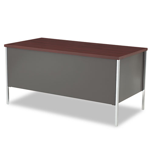 34000 Series Double Pedestal Desk, 60" x 30" x 29.5", Mahogany/Charcoal