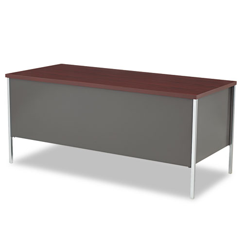 34000 Series Right Pedestal Desk, 66" x 30" x 29.5", Mahogany/Charcoal
