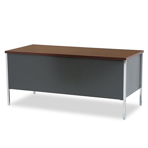 34000 Series Left Pedestal Desk, 66" x 30" x 29.5", Mahogany/Charcoal