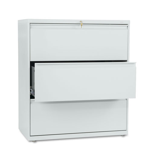 Brigade 800 Series Lateral File, 3 Legal/Letter-Size File Drawers, Light Gray, 36" x 18" x 39.13"