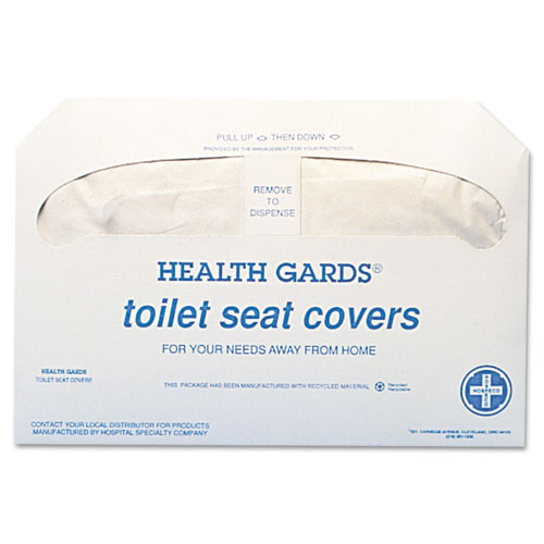Image of Health Gards Toilet Seat Covers, 14.25 x 16.5, White, 250 Covers/Pack, 20 Packs/Carton