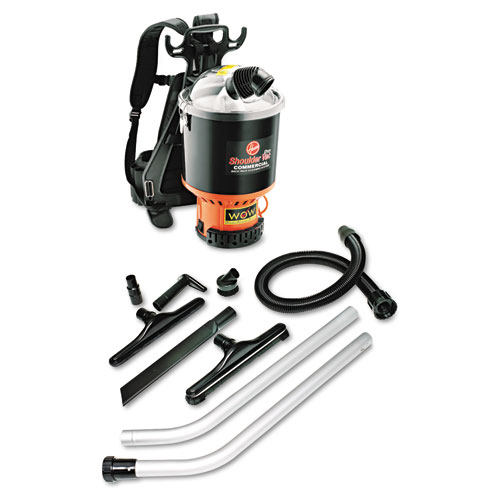 Hoover® Commercial Backpack Vacuum, 6.4 Qt Tank Capacity, Black