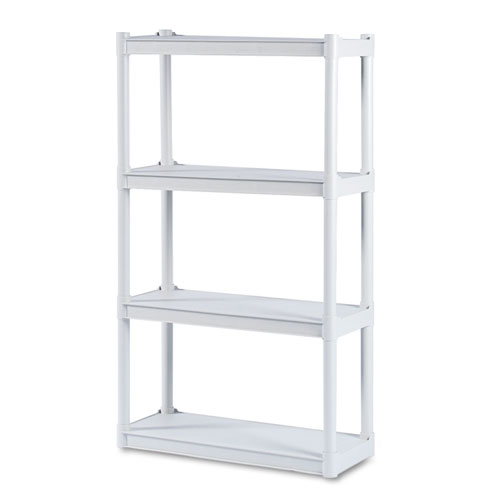 Image of Rough n Ready Open Storage System, Four-Shelf, Injection-Molded Polypropylene, 32w x 13d x 54h, Platinum