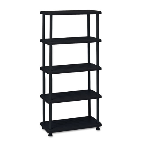 Image of Rough n Ready Open Storage System, Five-Shelf, Blow-Molded HDPE, 36 x 18 x 74, Black
