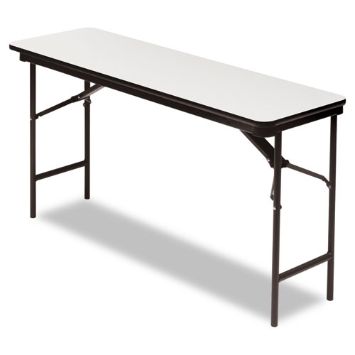 OfficeWorks Commercial Wood-Laminate Folding Table, Rectangular Top, 60 x 18 x 29, Gray/Charcoal