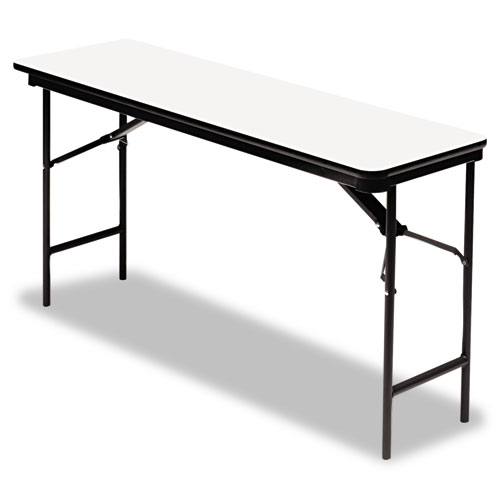 OfficeWorks Commercial Wood-Laminate Folding Table, Rectangular Top, 72w x 18d x 29h, Gray/Charcoal