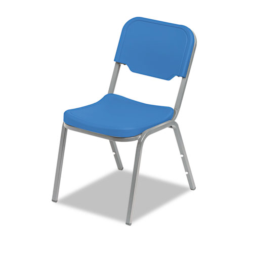 Iceberg Rough n Ready Stack Chair, Supports Up to 500 lb, Black Seat/Back, Silver Base, 4/Carton