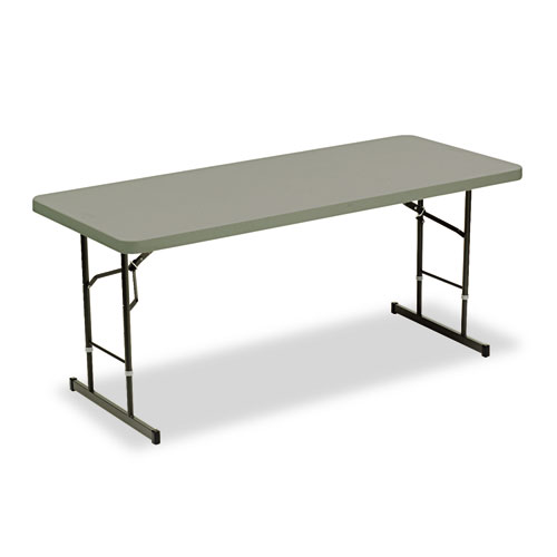 Iceberg Indestructable Classic Adjustable-Height Folding Table, Rectangular, 72W X 30D X 25 To 35H, Charcoal