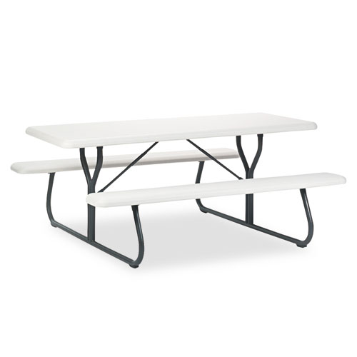 IndestrucTable TOO 1200 Series Resin Picnic Table, 72w x 30d, Platinum ICE65923