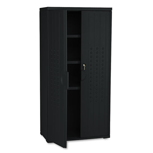 Rough n Ready Storage Cabinet, Three-Shelf, 33 x 18 x 66, Black