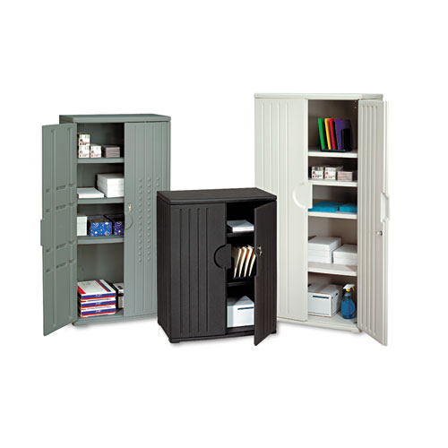 Iceberg Officeworks Resin Storage Cabinet 33w X 18d X 66h Black