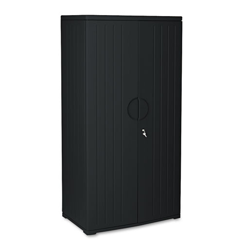 Rough n Ready Storage Cabinet, Four-Shelf, 36w x 22d x 72h, Black