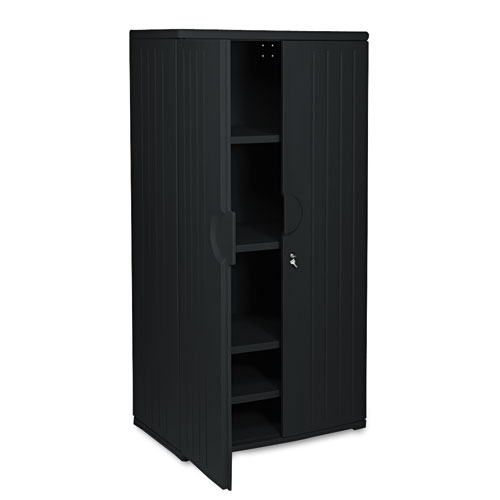Rough n Ready Storage Cabinet, Four-Shelf, 36 x 22 x 72, Black