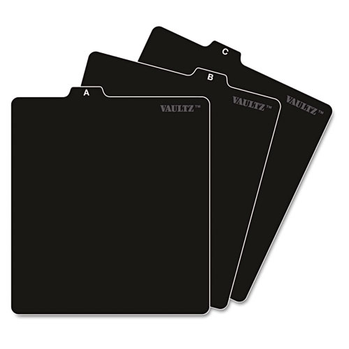 Image of Vaultz® A-Z Cd File Guides, 1/3-Cut Top Tab, A To Z, 5 X 5.75, Black, 26/Set