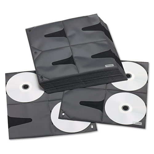 Two-Sided CD Refill Pages for Three-Ring Binder, 8 Disc Capacity, Clear/Black, 25/Pack