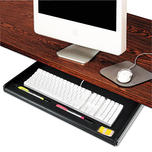 Image of Standard Underdesk Keyboard Drawer, 21.38"w x 12.88"d, Black