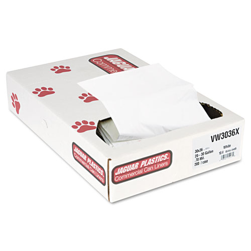 INDUSTRIAL STRENGTH LOW-DENSITY COMMERCIAL CAN LINERS, 30 GAL, 0.7 MIL, 30" X 36", WHITE, 200/CARTON