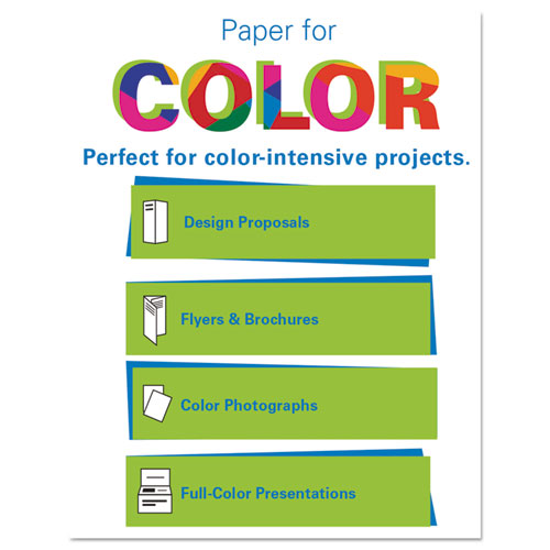 Premium Color Copy Print Paper, 100 Bright, 32lb, 8.5 x 11, Photo White, 500/Ream