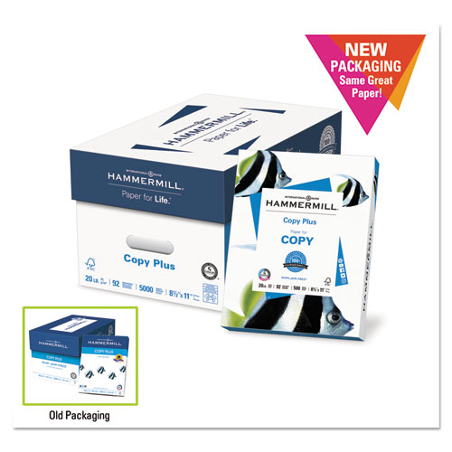 Copy Plus Print Paper, 92 Bright, 20lb, 8.5 x 11, White, 500 Sheets/Ream, 10 Reams/Carton, 40 Cartons/Pallet