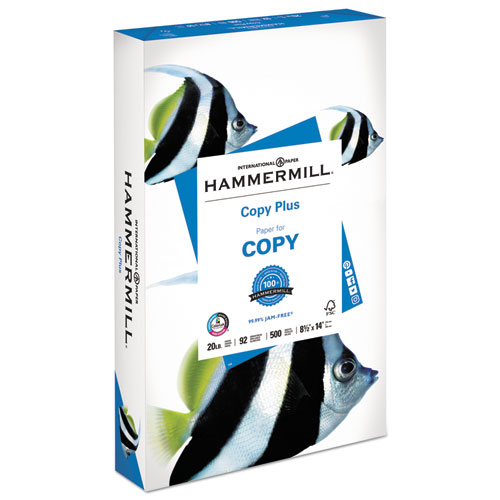 Copy Plus Print Paper, 92 Bright, 20lb, 8.5 x 14, White, 500/Ream | by Plexsupply