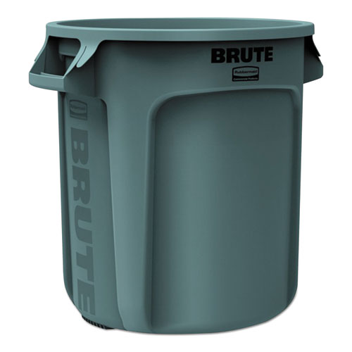 Rubbermaid® Commercial Vented Round Brute Container, "Infectious Waste: Biohazard" Imprint, 32 gal, Plastic, Red