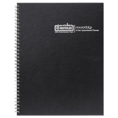 Monthly Hard Cover Planner, 11 x 8.5, Black Cover, 24-Month (Jan to Dec): 2024 to 2025