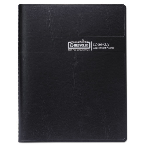 Recycled Weekly Appointment Book, 30-Minute Appointments, 8 x 5, Black, 2022