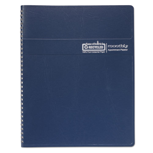 Recycled Ruled Monthly Planner, 14-Month Dec.-Jan., 11 x 8.5, Blue, 2022-2024