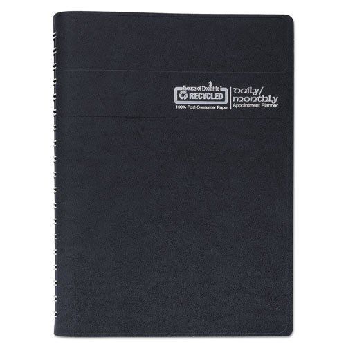 RECYCLED 24/7 DAILY APPOINTMENT BOOK/MONTHLY PLANNER, 10 X 7, BLACK, 2021