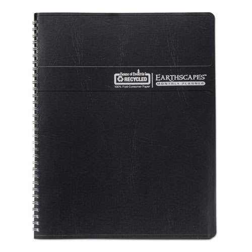 Recycled Earthscapes Full-Color Monthly Planner, 11 x 8.5, Black, 2022-2024