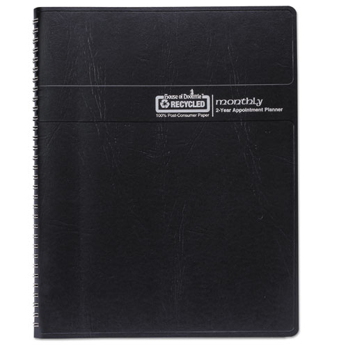 Image of House Of Doolittle™ 24-Month Recycled Ruled Monthly Planner, 11 X 8.5, Black Cover, 24-Month (Jan To Dec): 2024 To 2025