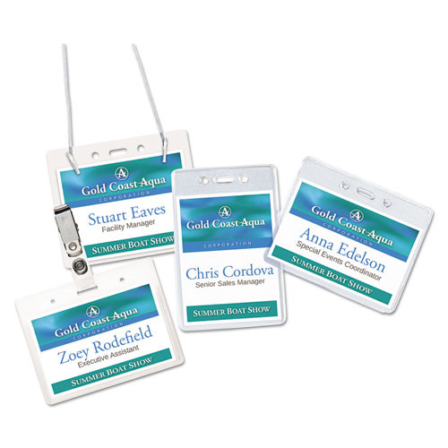 Image of Secure Top Hanging-Style Badge Holders, Horizontal, 4w x 3h, Clear, 100/Box
