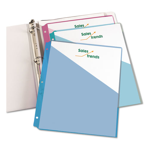 Avery® Binder Pockets, 3-Hole Punched, 9.25 x 11, Assorted Colors, 5/Pack