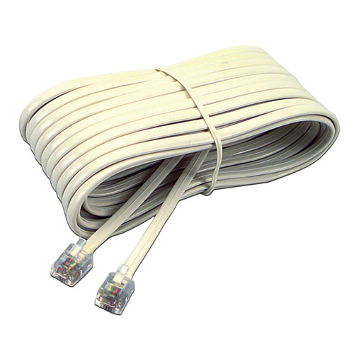 Telephone Extension Cord, Plug/Plug, 25 ft., Ivory | by Plexsupply