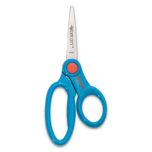 Image of Westcott® Kids' Scissors With Antimicrobial Protection, Pointed Tip, 5" Long, 2" Cut Length, Assorted Straight Handles, 12/Pack