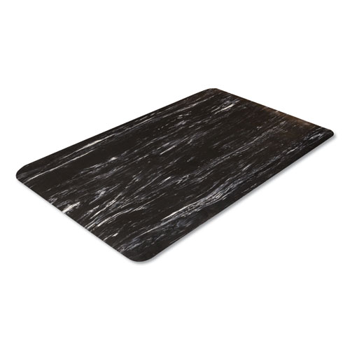 Cushion-Step Marbleized Rubber Mat, 36 x 60, Black