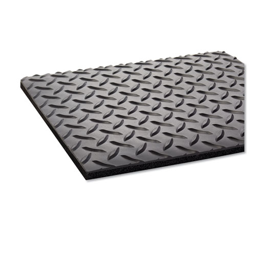 Image of Crown Industrial Deck Plate Anti-Fatigue Mat, Vinyl, 24 X 36, Black