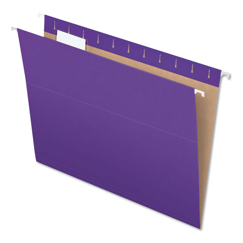 Colored Hanging Folders, Letter Size, 1/5-Cut Tabs, Violet, 25/Box
