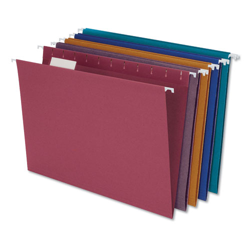 Image of Earthwise by Pendaflex EZ Slide 100% Recycled Colored Hanging File Folders, Letter Size, 1/5-Cut Tabs, Assorted Colors, 20/BX
