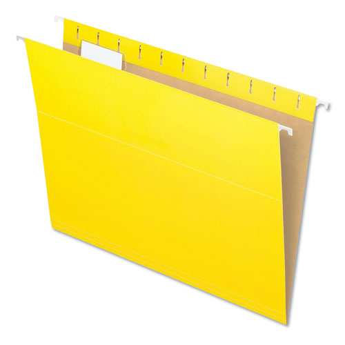 Colored Hanging Folders, Letter Size, 1/5-Cut Tabs, Yellow, 25/Box