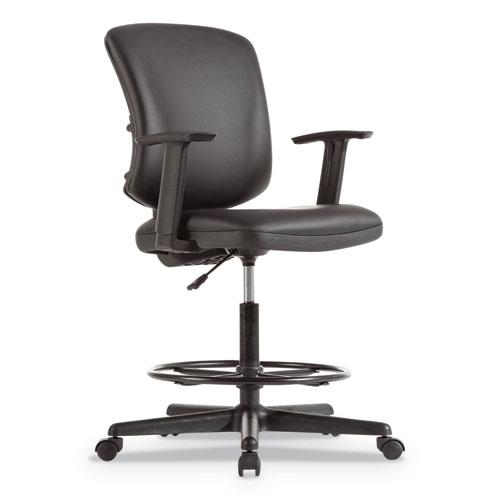 Image of Alera Everyday Task Stool, Bonded Leather Seat/Back, Supports Up to 275 lb, 20.9" to 29.6" Seat Height, Black